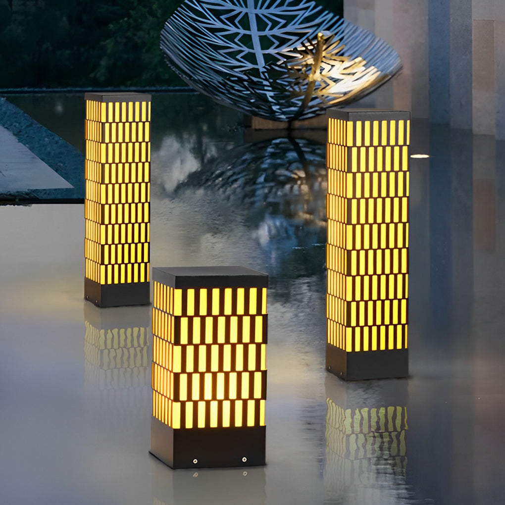 Evely Grid-Designed Modern Marble Outdoor Lawn Lamp