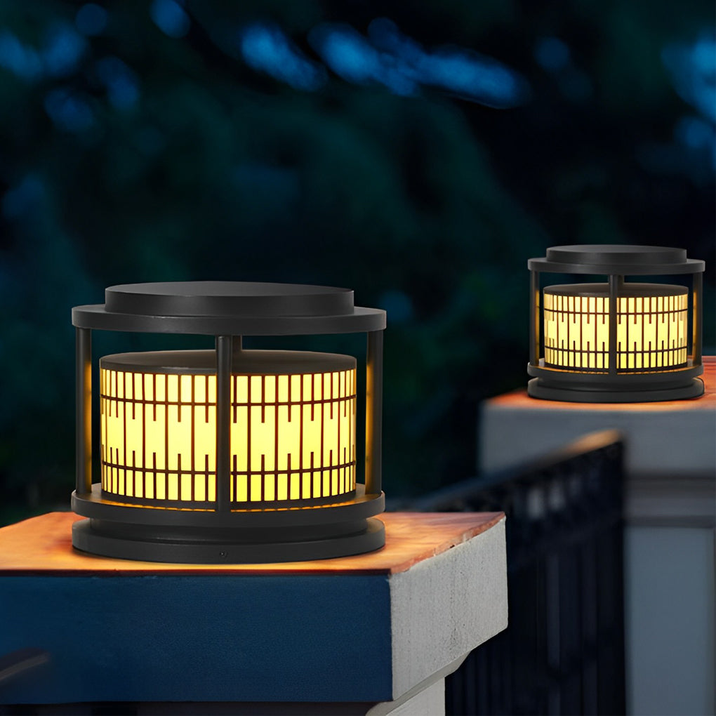 Hen Round Retro Pattern LED Marble Outdoor Fence Post Lights