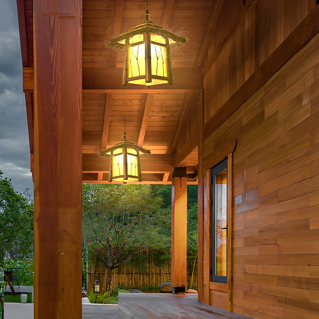 Wyne Branch Pattern Versatile Bamboo Outdoor Light