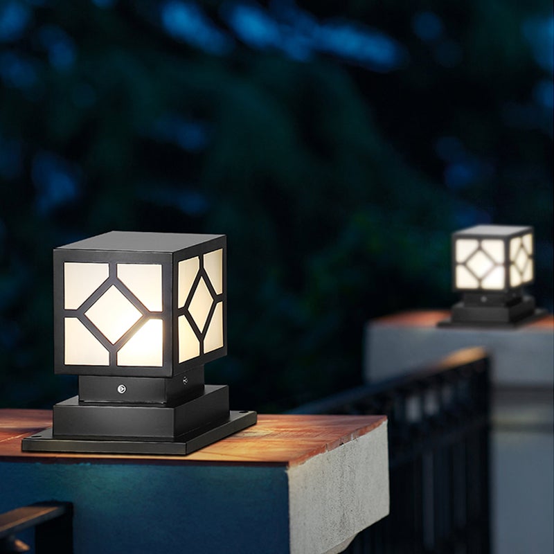 Luther Square LED Modern Steel Outdoor Post Lamp