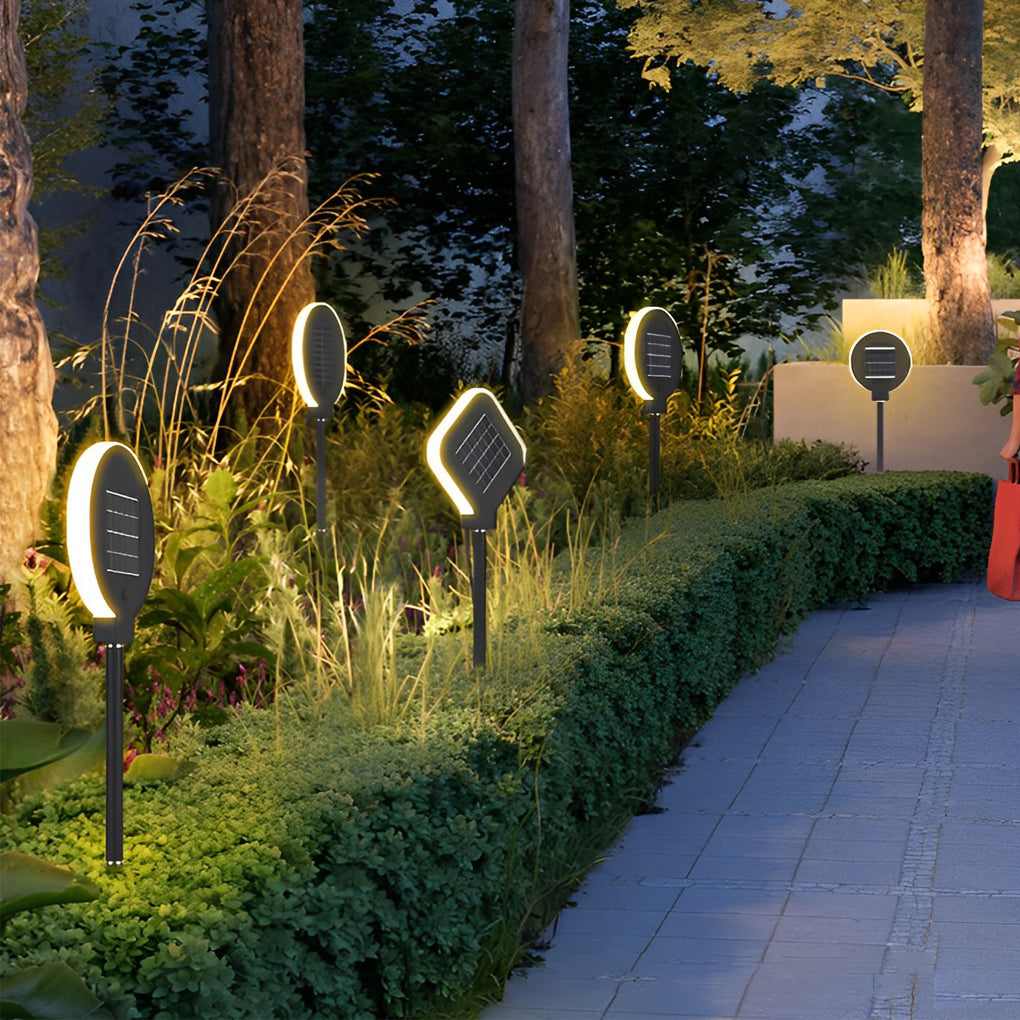 Peaceful Modern Circular Solar Steel Outdoor Lawn Light