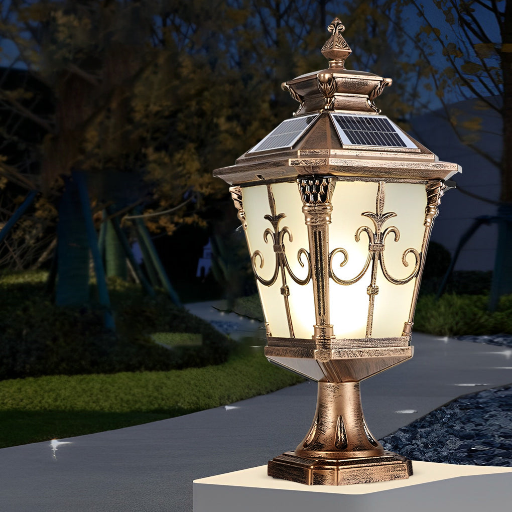 Loble Retro Pattern LED European Outdoor Fence Post Lights