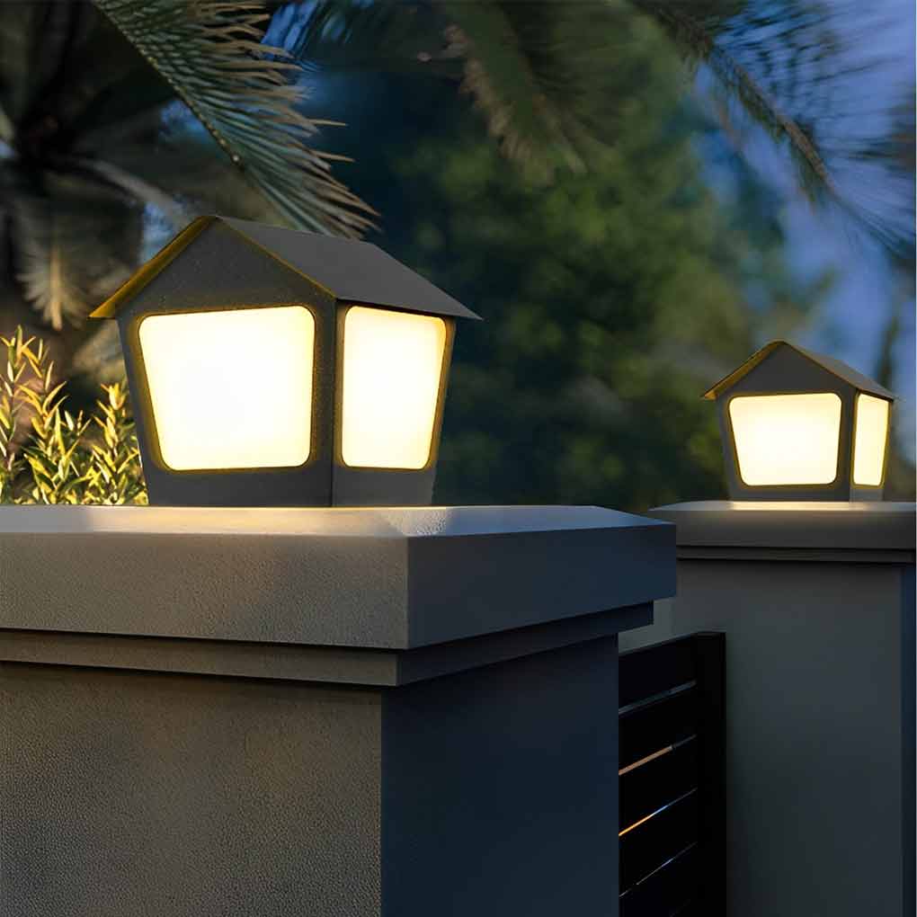 Gida Cottage Shaped LED Modern Outdoor Post Pillar Light
