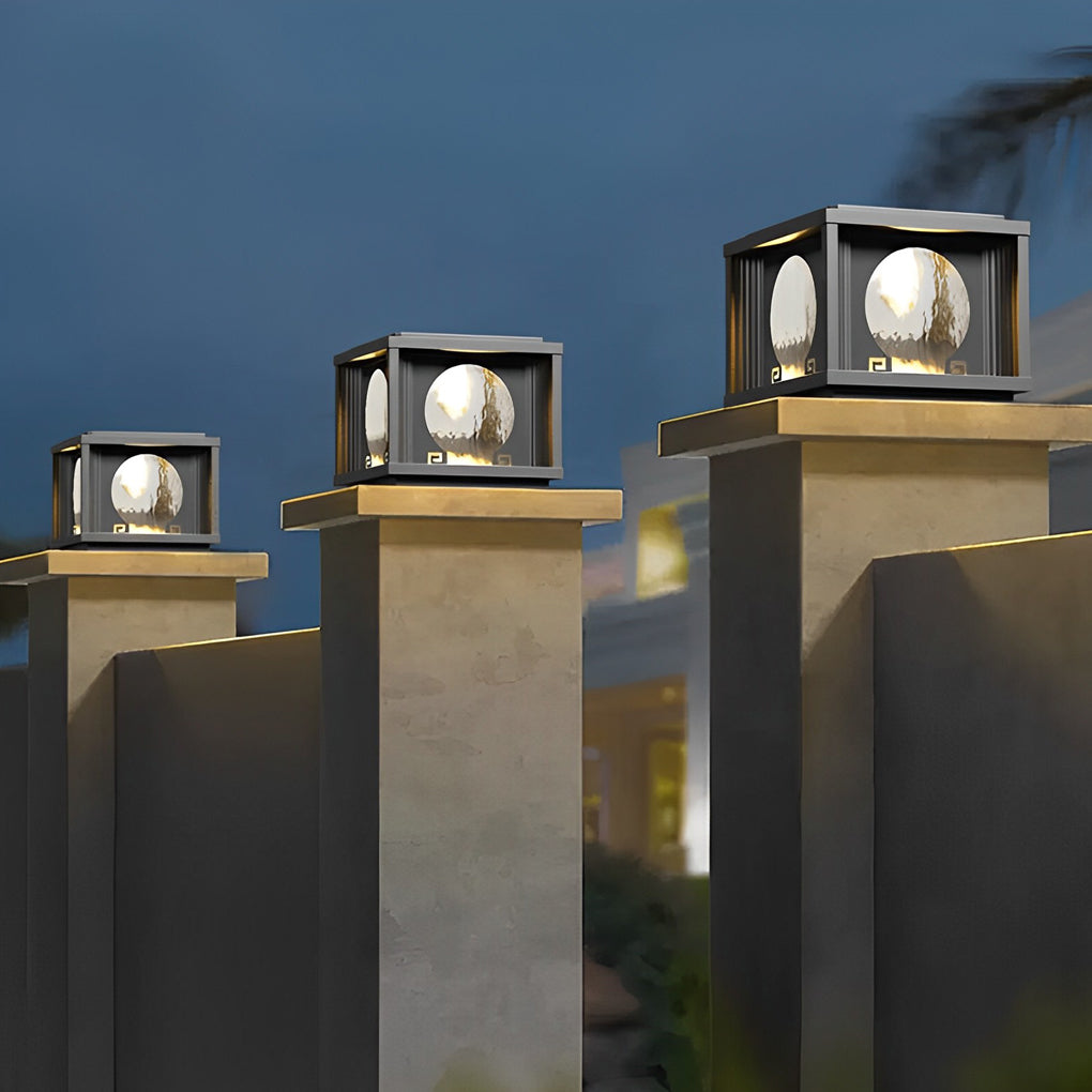 Mnica Square Round LED Outdoor Fence Post Lamp