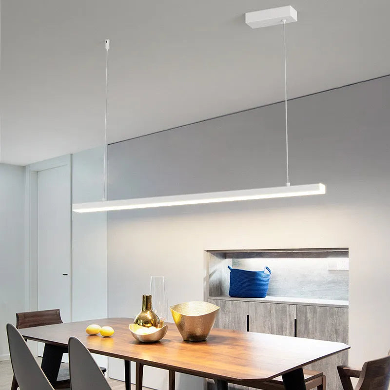 Arisha Minimalist Linear Metal Pendant Light, White/Black - Neutral Decor