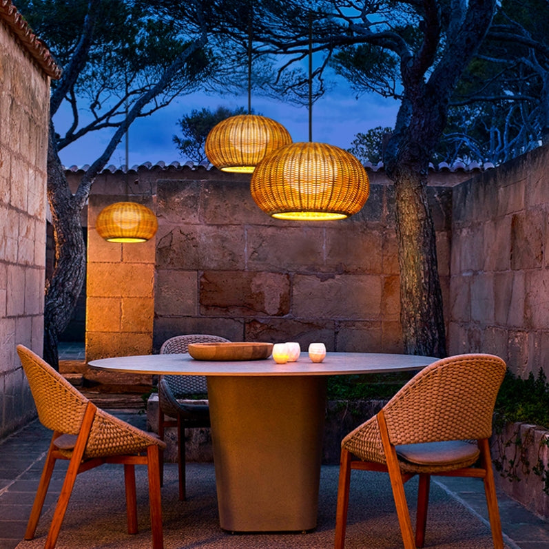 Jarvis Lantern Shaped Modern Rattan Outdoor Wall Lamp