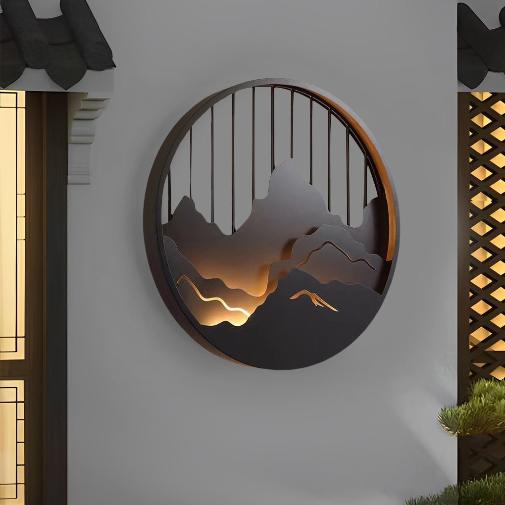 Mytle Round Mountain Scenery Outdoor Wall Sconce