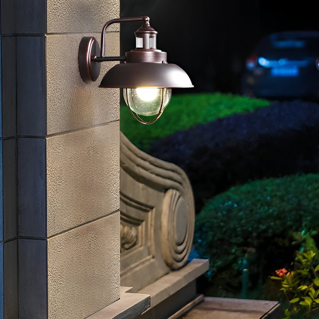 Famou Nautical Cage Seeded Glass Outdoor Wall Light