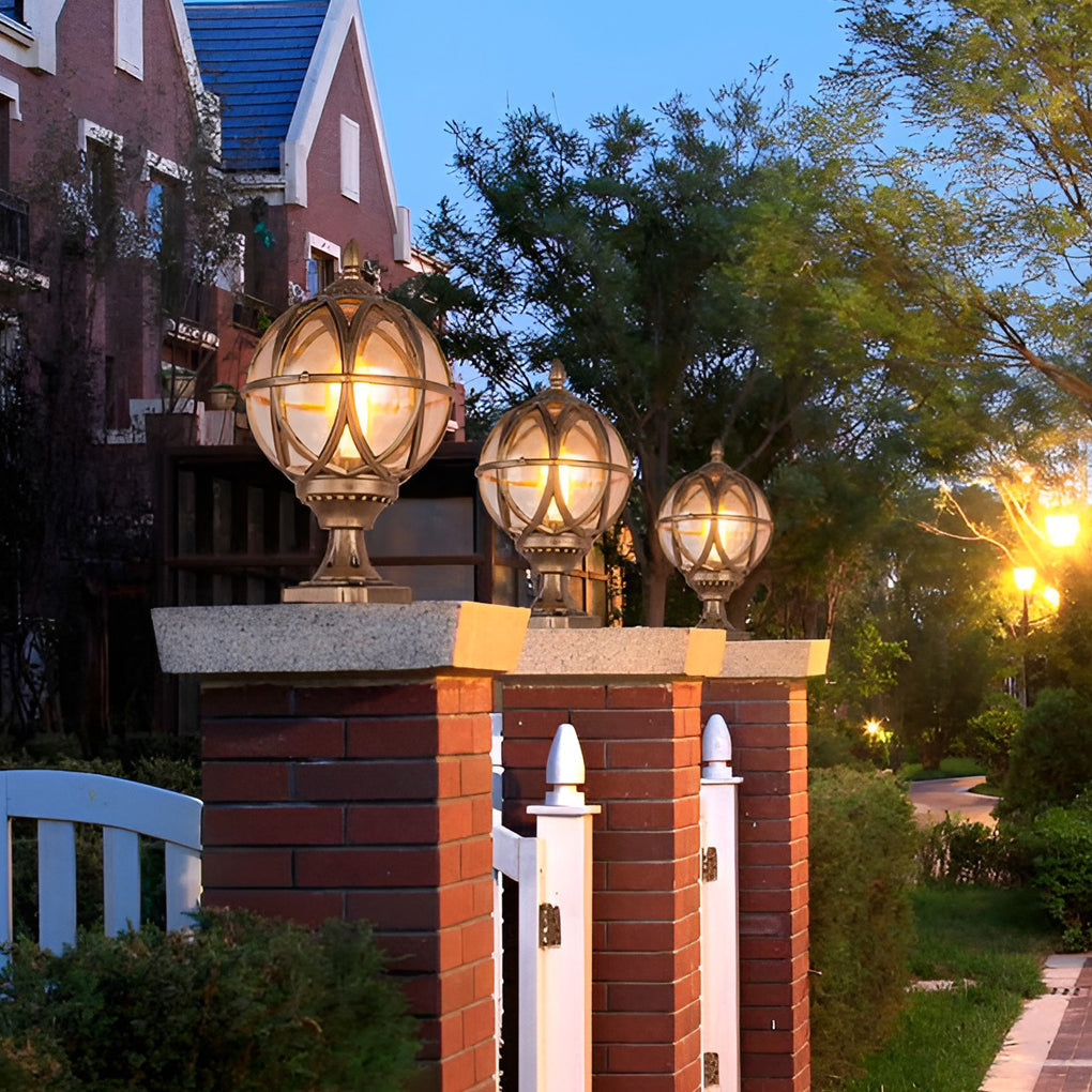 Prunel Round European Glass Outdoor Post Caps Lights