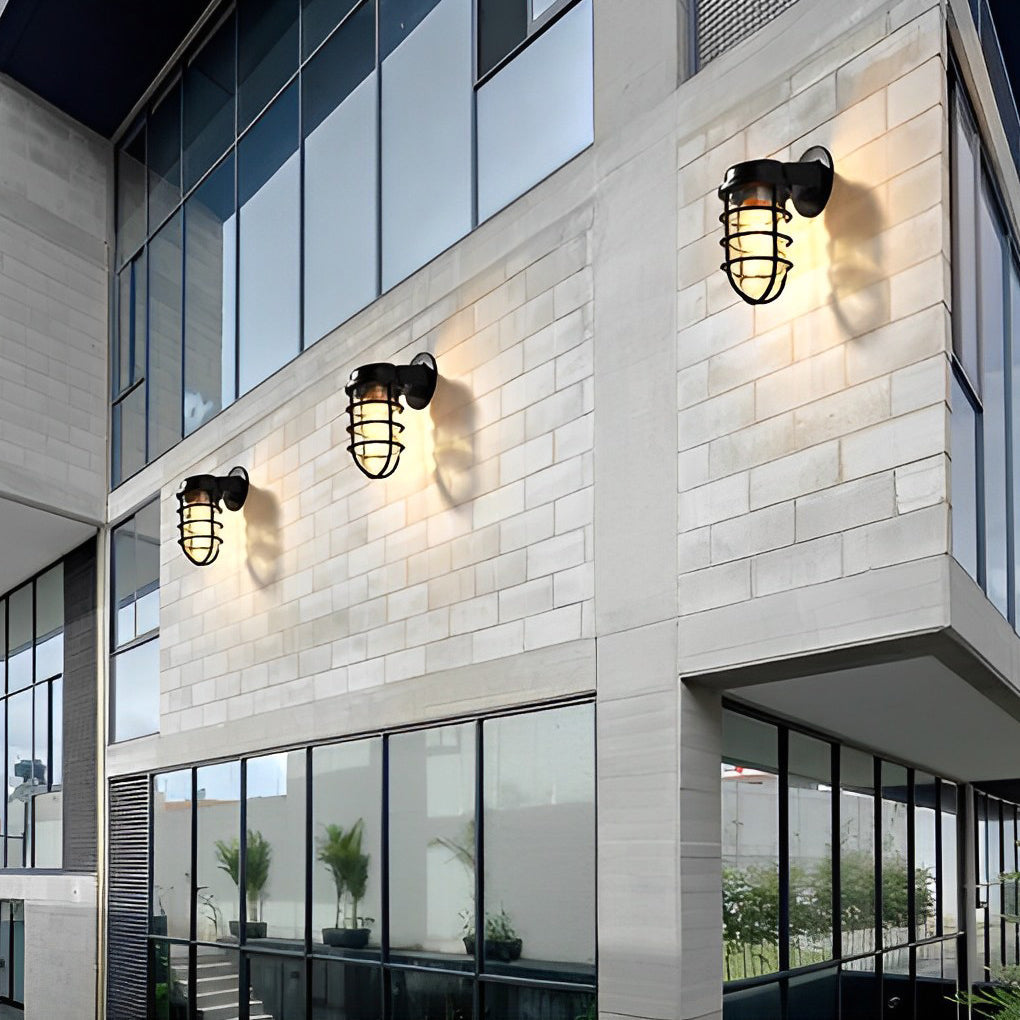 Vandal Retro Cage American-style Glass Outdoor Wall Lamp