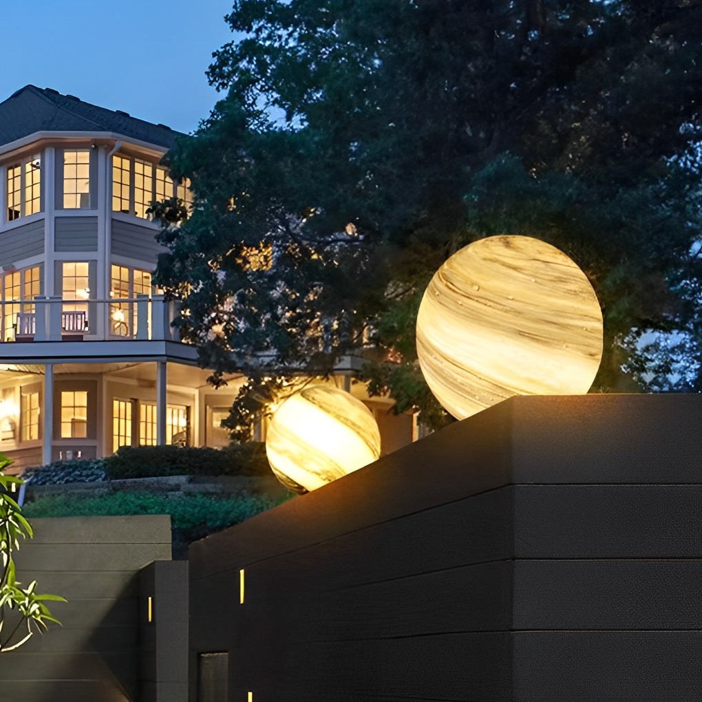 Martina Round Planets Design Glass Outdoor Fence Post Lights