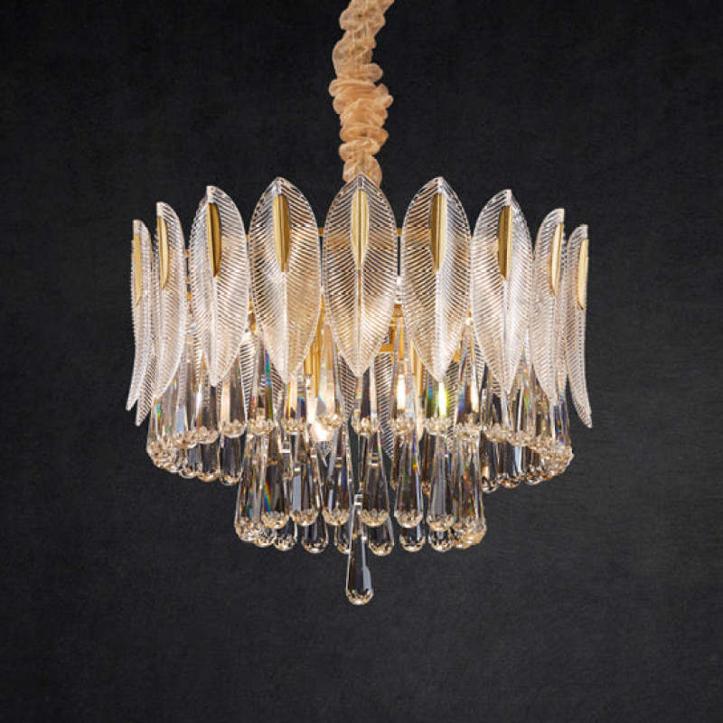 Arisha Luxury Feather Crystal Chandelier, Living Room - Neutral Decor