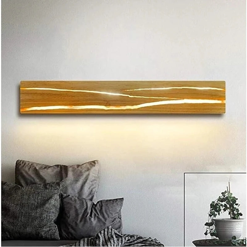 Muto Rotatable Crackle Nature Wood Board LED Wall Lamp - Neutral Decor