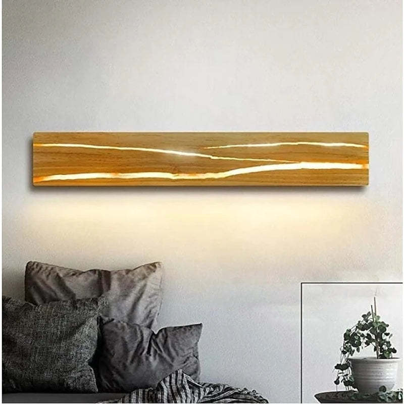 Muto Rotatable Crackle Nature Wood Board LED Wall Lamp - Neutral Decor