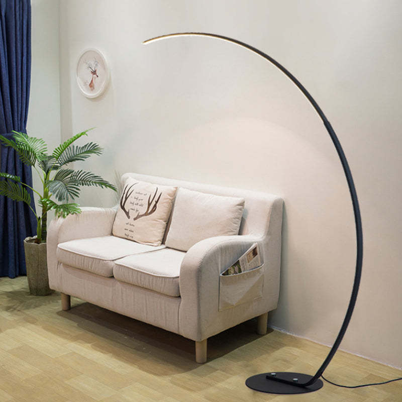 Mira Modern Arc LED Floor Lamp, Black/White, Metal/Silicon - Neutral Decor