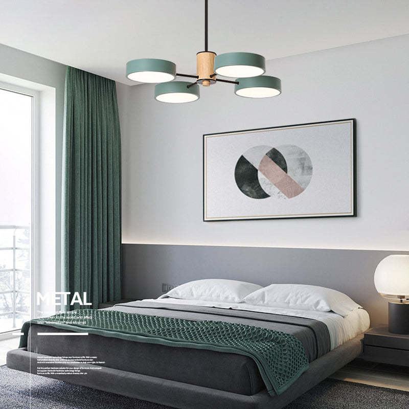 Arisha Art Deco Pendant Light, White/Green/Grey,Metal/Wood - Neutral Decor