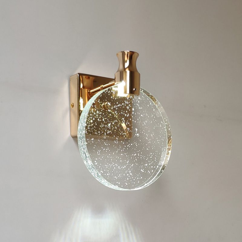 Kristy Modern Round Crystal Vanity Wall Lamp, Gold/Chrome - Neutral Decor