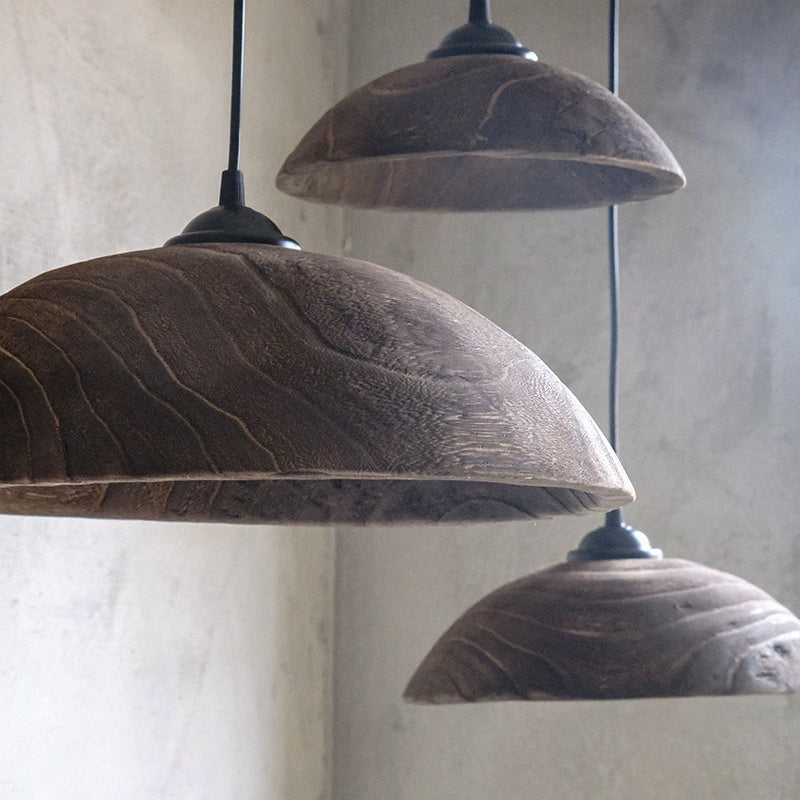 Silva Modern LED Pendant Light Brown Wood Living Room Bedroom - Neutral Decor