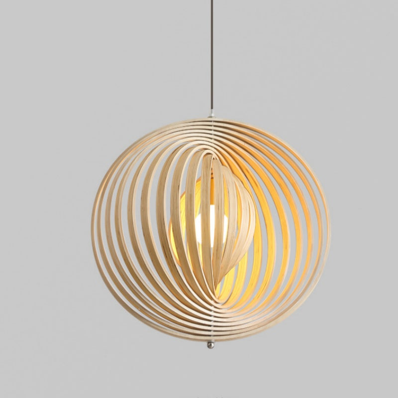 Muto Japanese LED Pendant Light Black/Gold Wood Bedroom/Bar - Neutral Decor