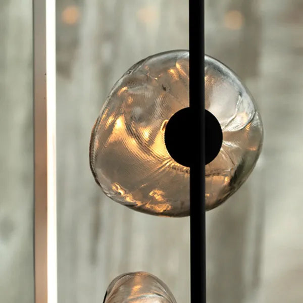 Byers Luxury Flower Metal/Glass Floor Lamp, Black/Gold/Grey - Neutral Decor
