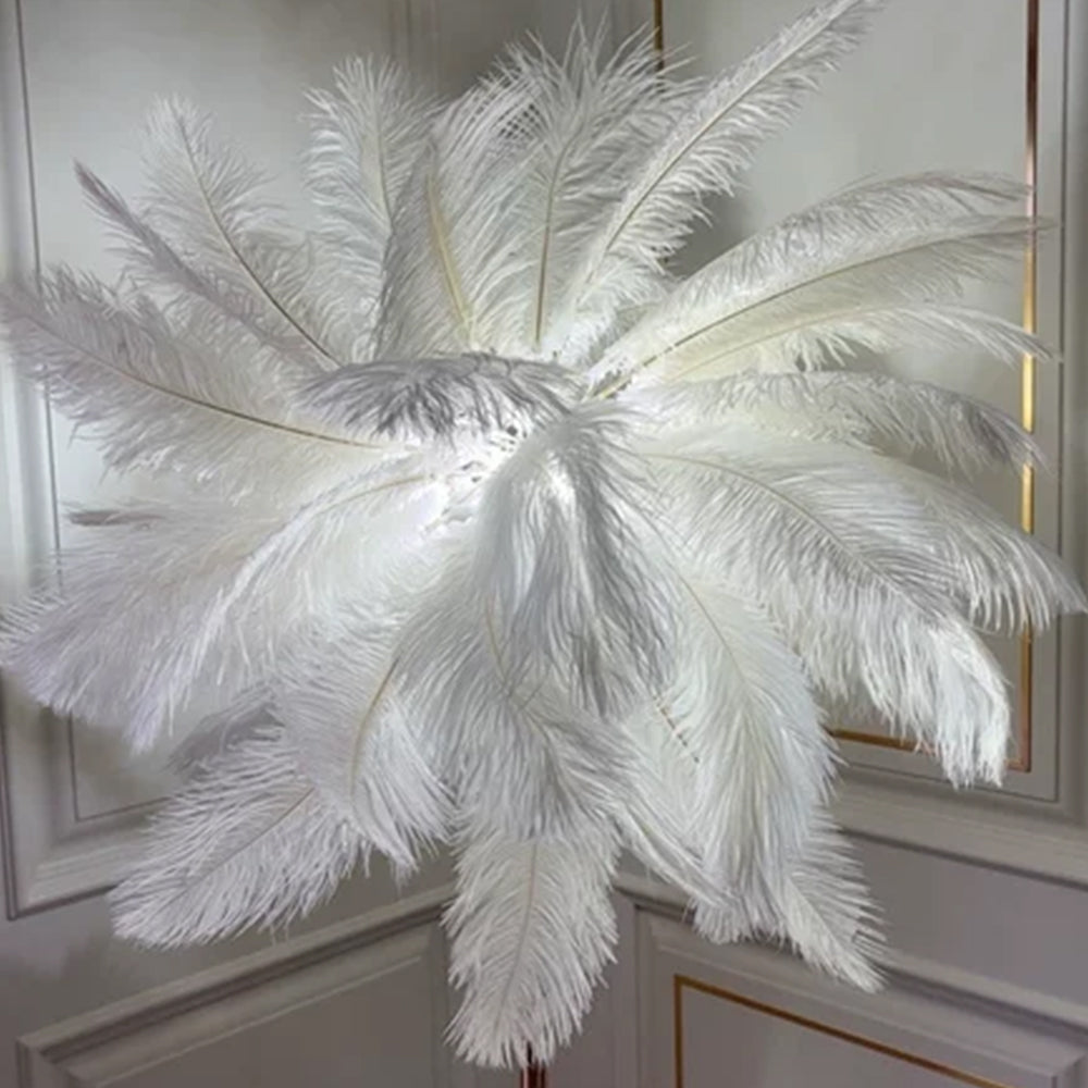O'Moore Modern Natural Ostrich Feather Gold-plated Floor Lamp - Neutral Decor