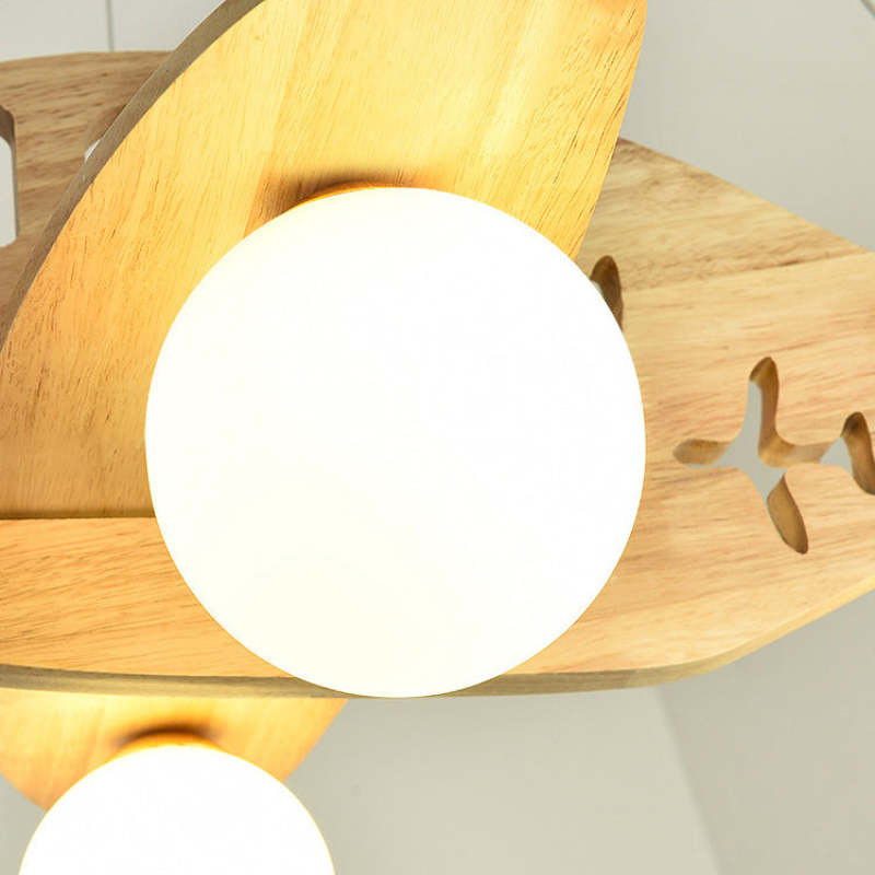 Arisha Vintage Airplane Shape Pendant Light, Wood - Neutral Decor