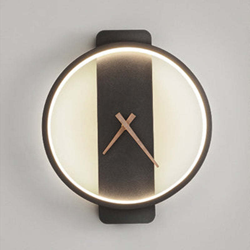 Valentina Arisha Square Clock Metal & Acrylic Wall Lamp, Gold - Neutral Decor