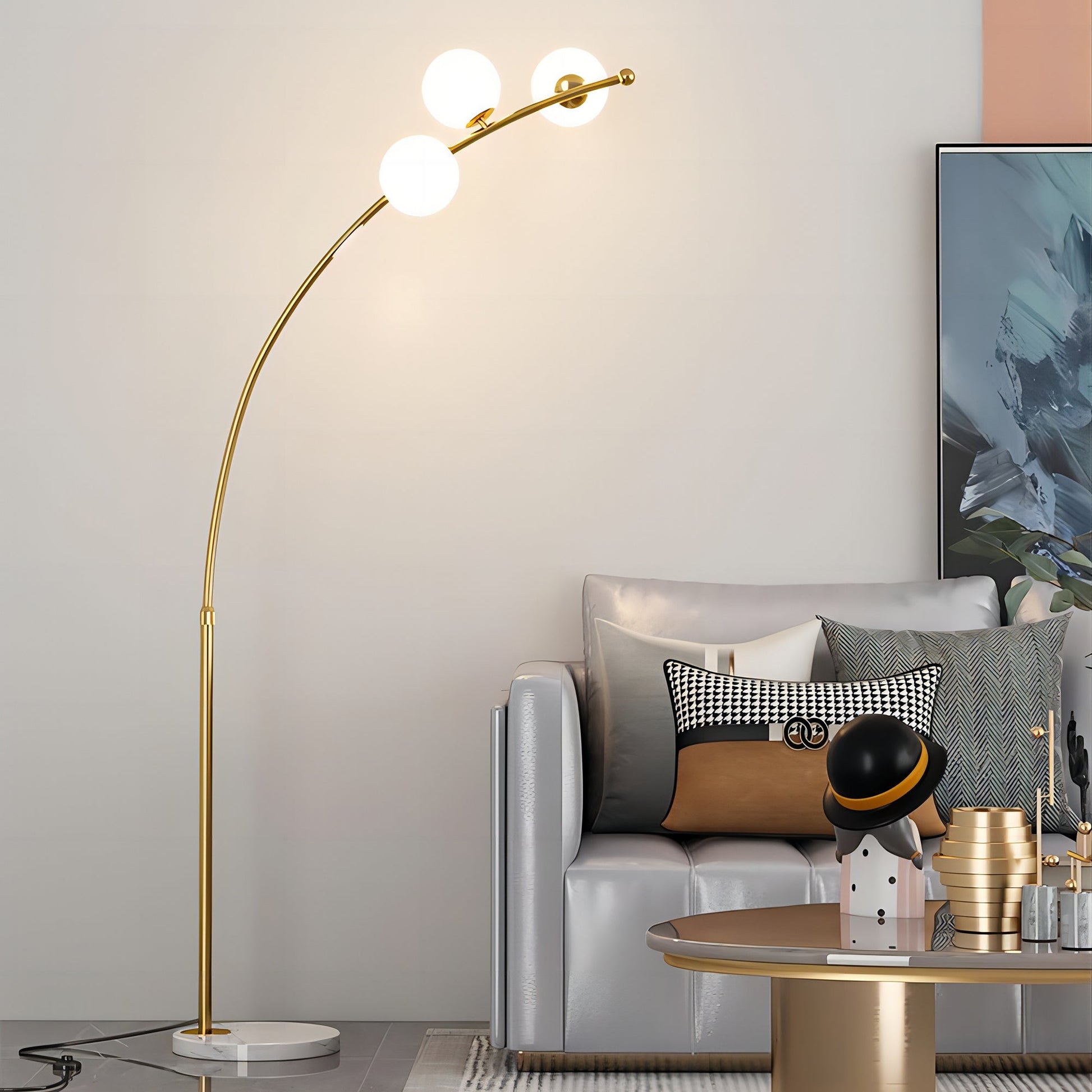 Valentina Modern Arc Multi Head Bubble Floor Lamp Black/Gold - Neutral Decor
