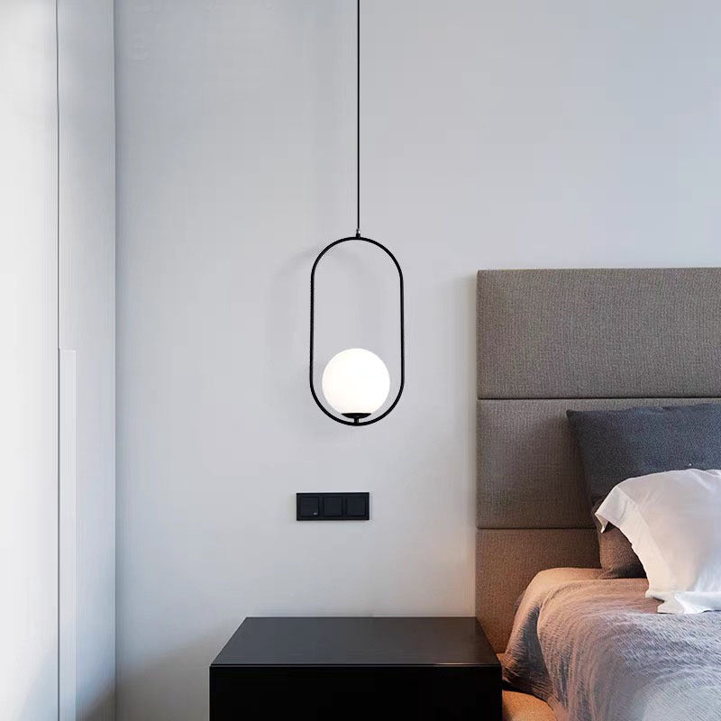 Valentina Minimalist Oval Golden & Black Frame Globe Pendant Light - Neutral Decor