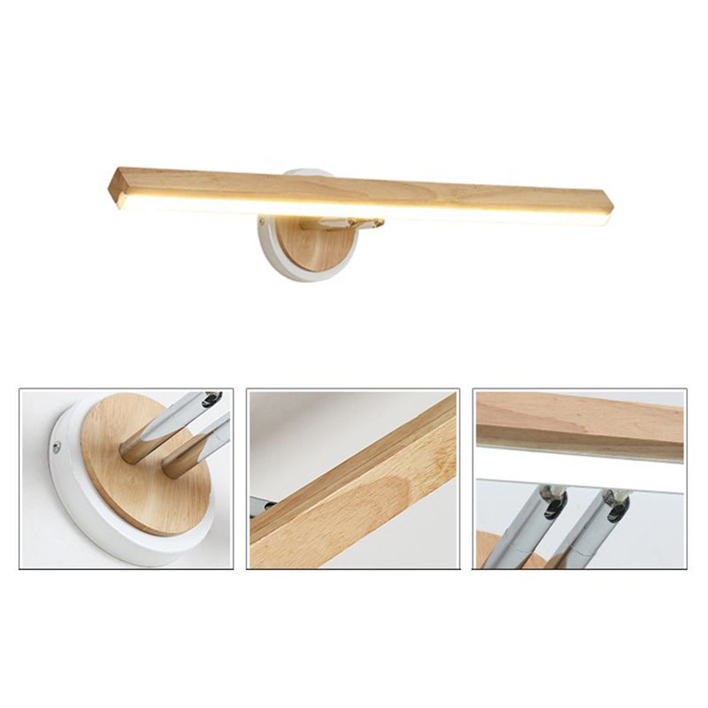 Muto Modern Linear Wooden Mirror Front Vanity Wall Lamp - Neutral Decor