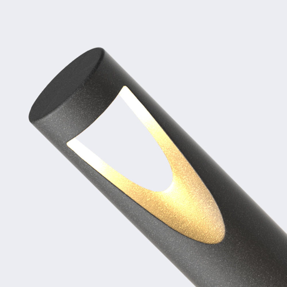 Ray Contemporary Metal Cylindrical Hollow Outdoor Path Light, Black - Neutral Decor