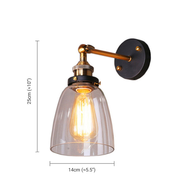Arisha Retro Vintage Wall Mounted Lamp, Metal & Glass - Neutral Decor