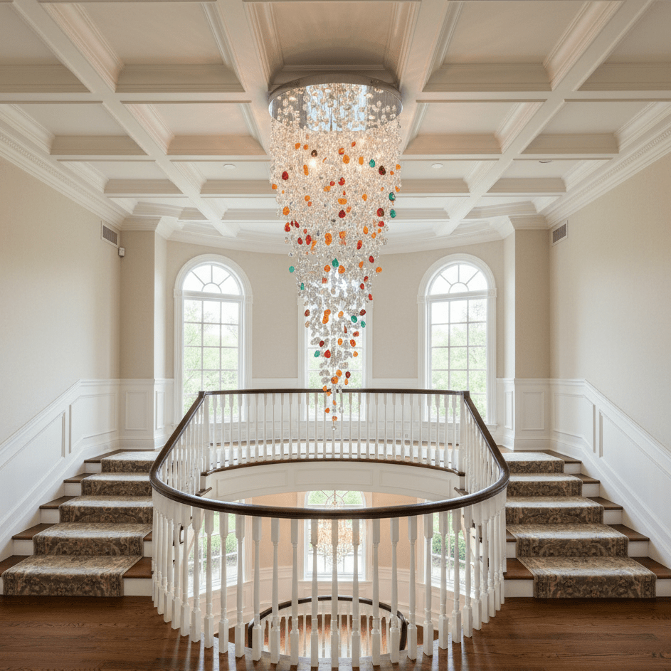 Crystal Stone Chandelier-Neutral Decor