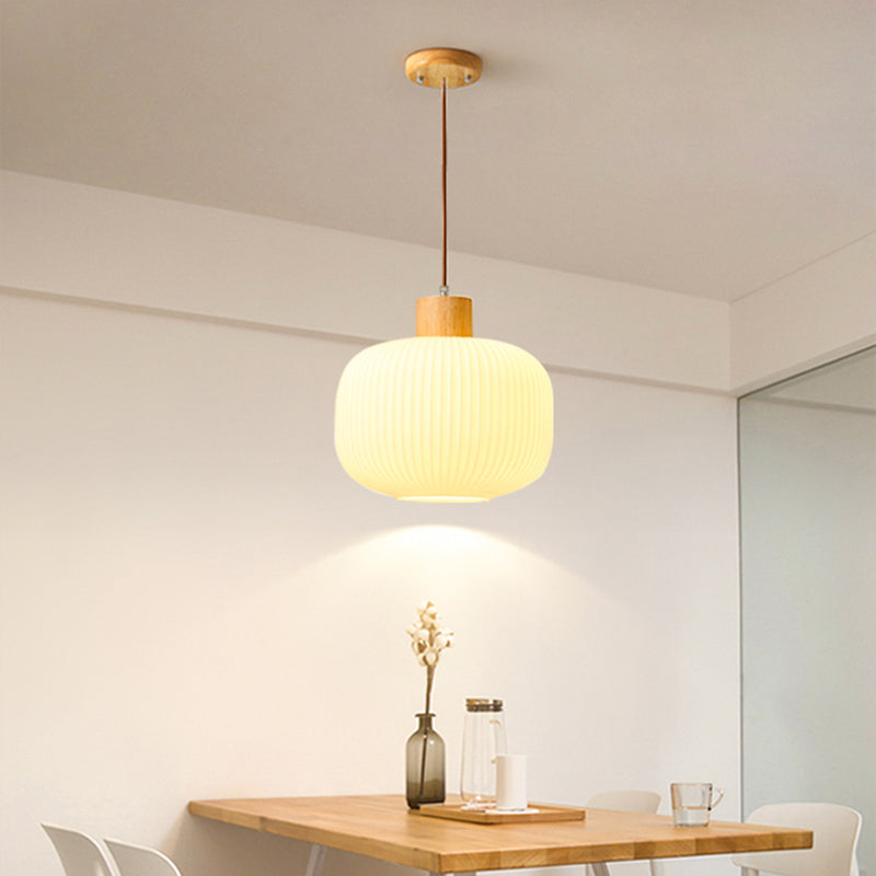 Muto Modern Wood/Glass Pendant Light, White - Neutral Decor