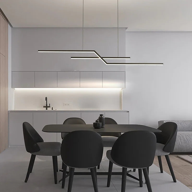 Arisha Parallel Fold Linear Pendant Light, Black/Gold, Living Room - Neutral Decor