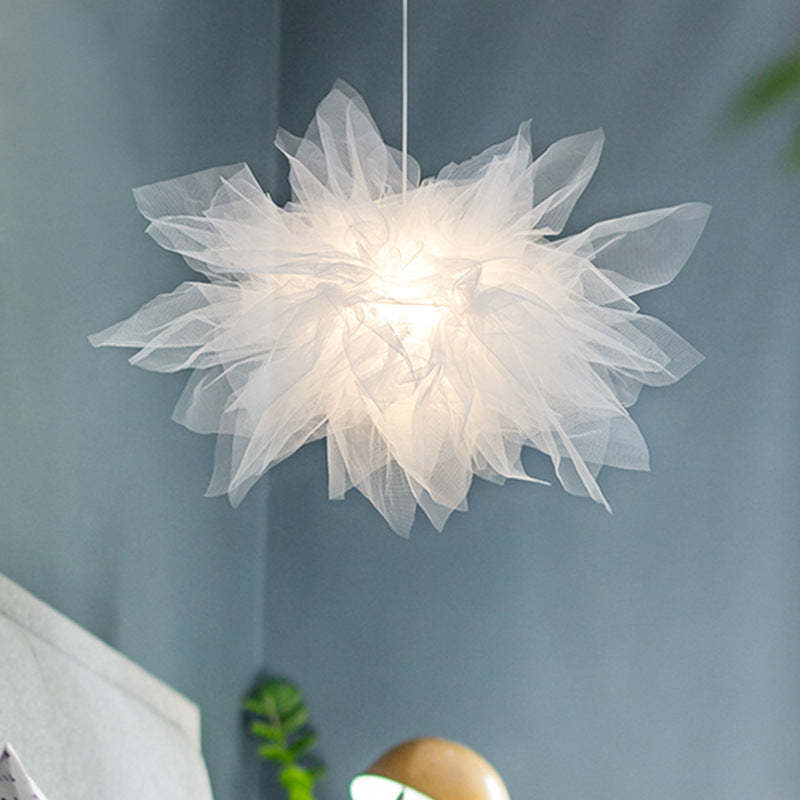 Arisha Modern Flower Fabric Pendant Light, Bedroom, White - Neutral Decor