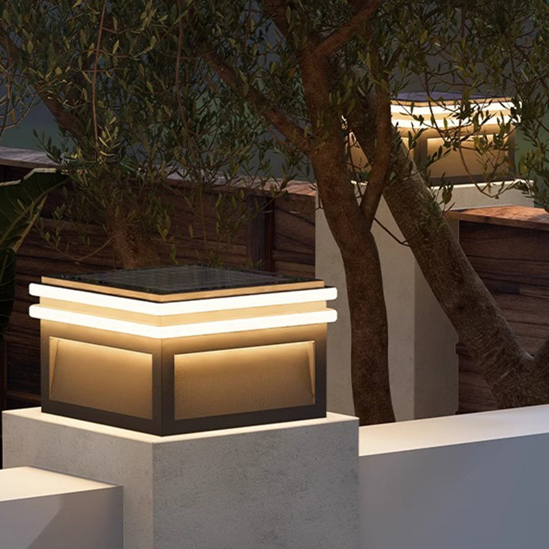 Theodore Square Minimalist Steel Outdoor Pillar Lights