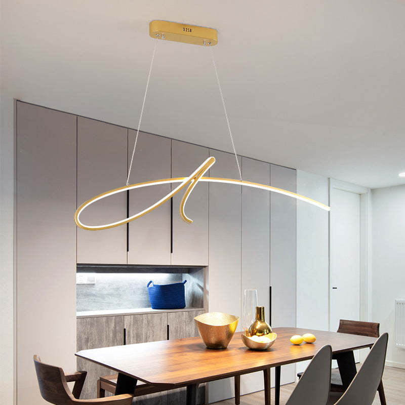Arisha Pendant Light Irregular-curved Modern, Metal, Black/Gold, Restaurant - Neutral Decor
