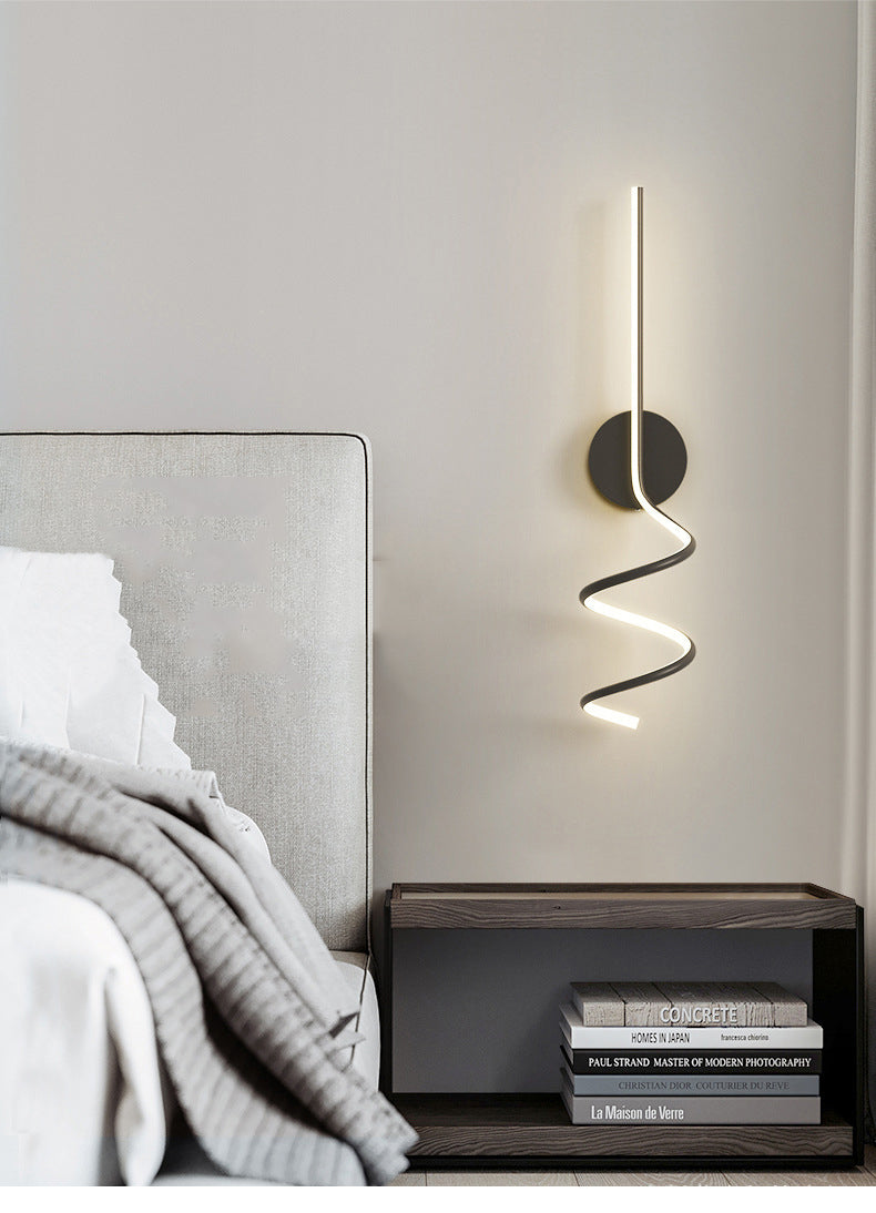Arisha Modern LED Art Interior Wall Light Spiral, Black & White - Neutral Decor