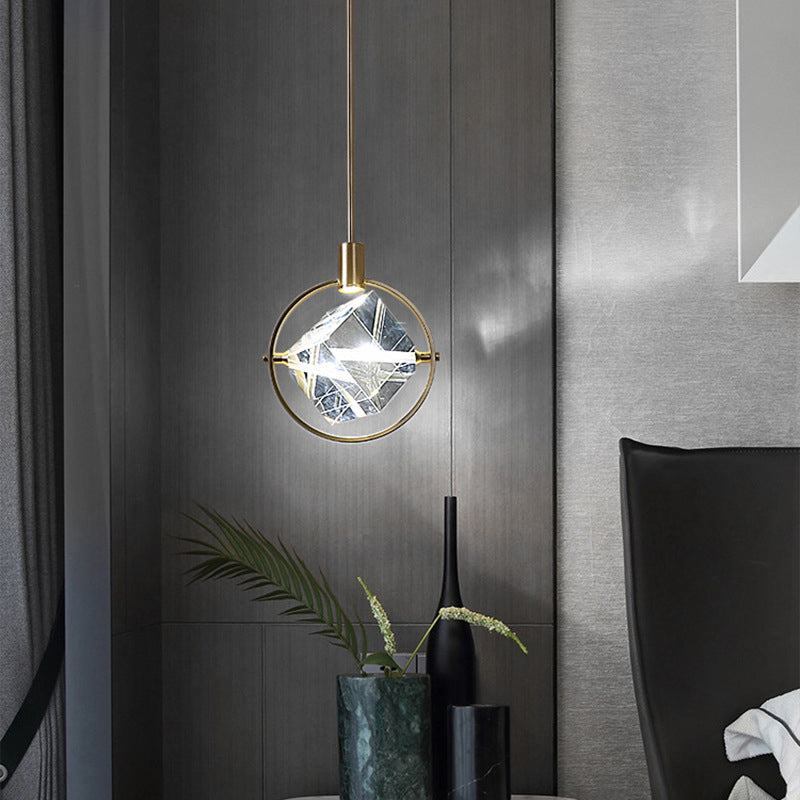 Kristy Modern Luxury Geometry Metal/Crystal Pendant Light, Gold - Neutral Decor