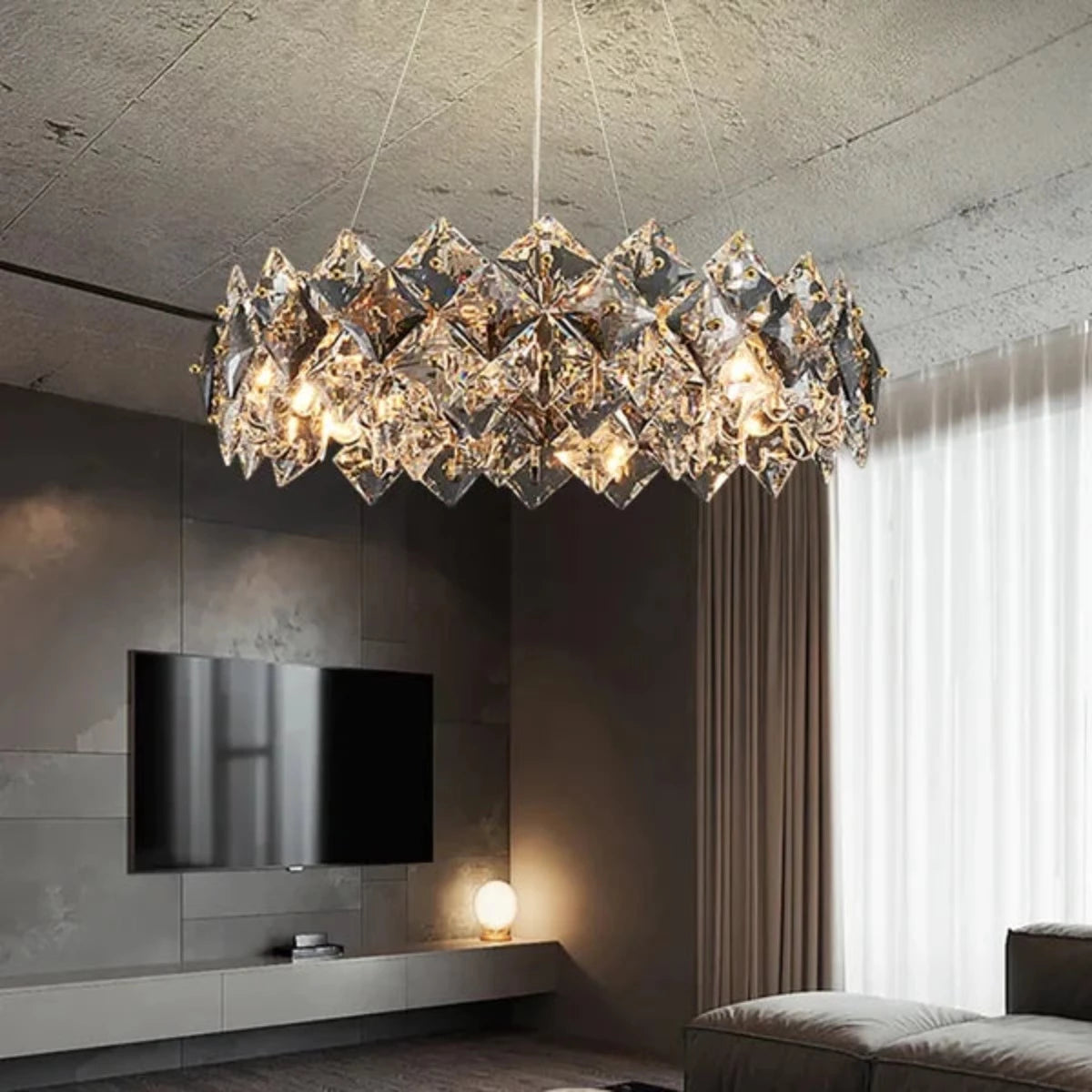 Kristy Modern 6-Light Tiered Crystal Chandelier With Adjustable Cables - Neutral Decor