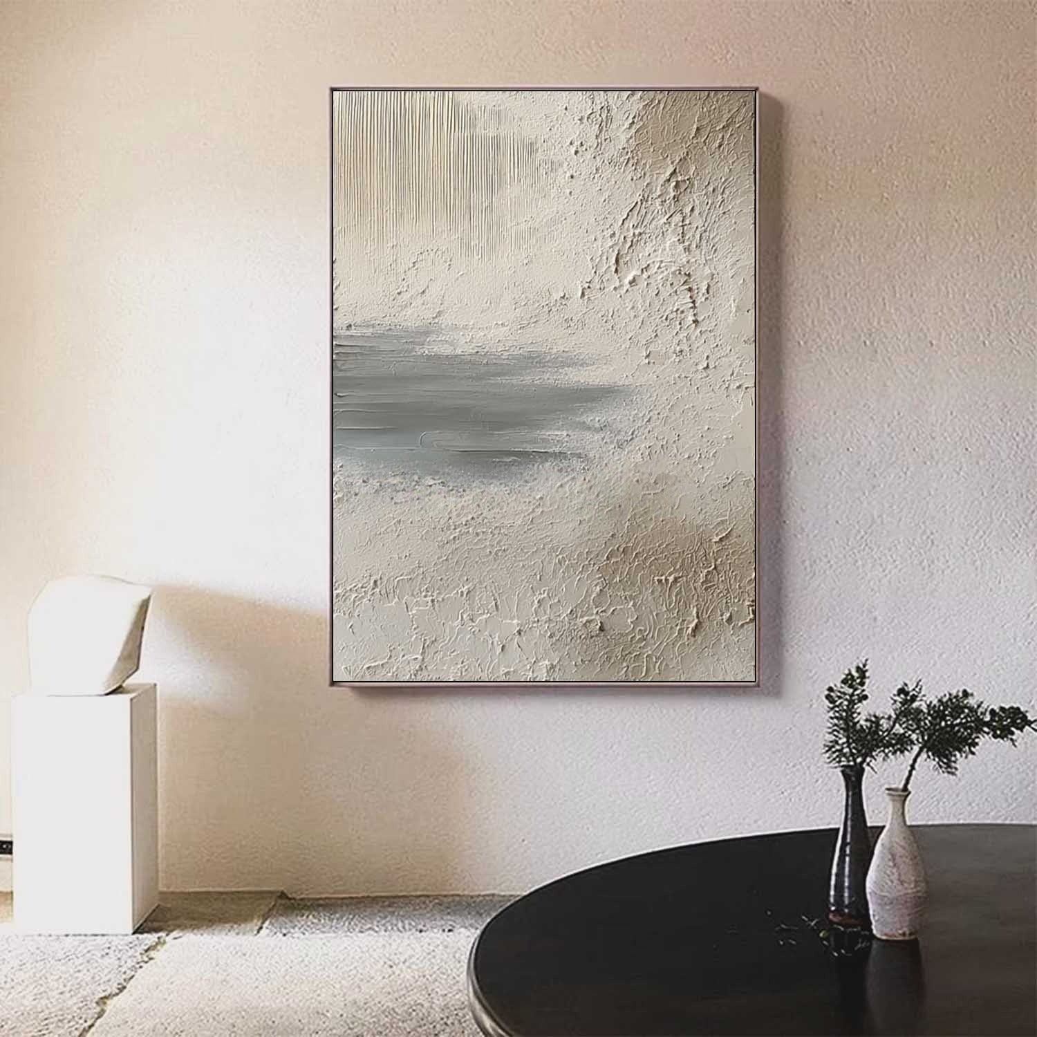 Wall Art Vertical Textured Abstract Landscape Scene Muted Earthy - Neutralighting