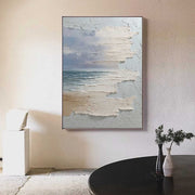 PlWall Art Vertical Horizontal Wabi-Sabi Sea Relief Scene Cool Coastal - Neutralighting