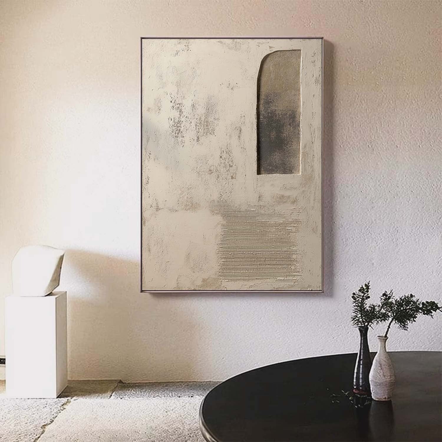 Wabi-Sabi Asymmetrical Abstract Painting - Neutralighting