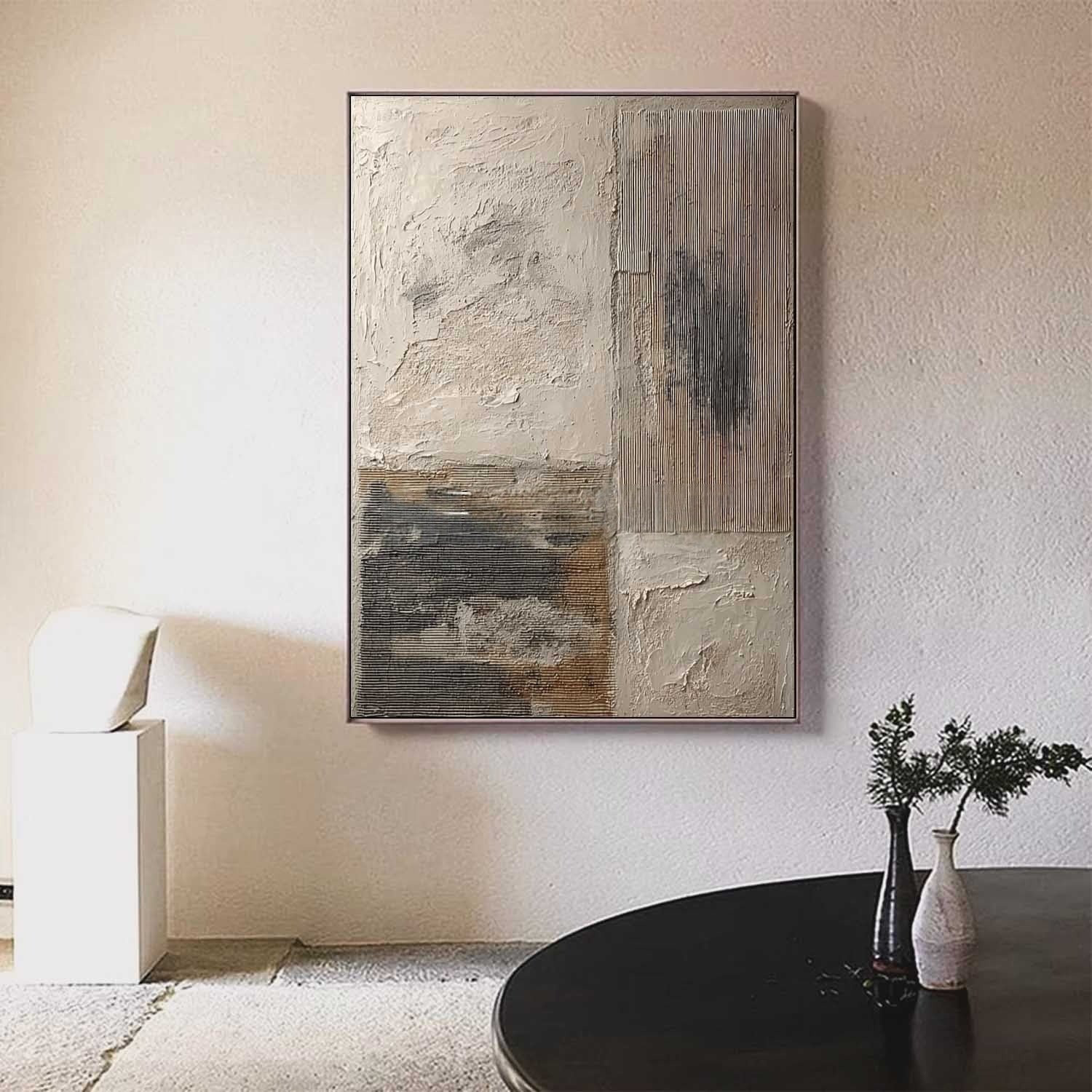 Wall Art Minimalist Textured Quadrant - Neutralighting