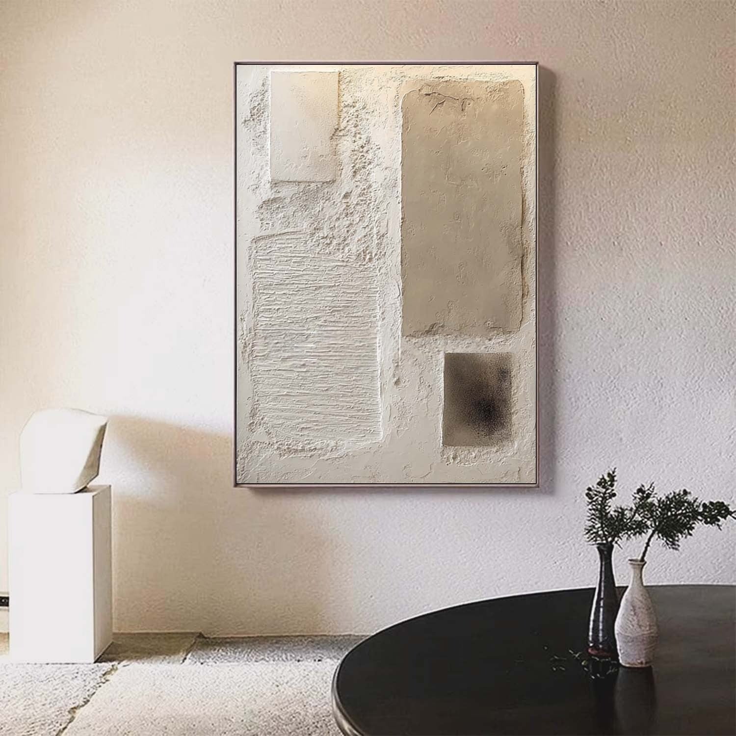 Wall Art Serene Textured Neutral Plaster Blocks - Neutralighting
