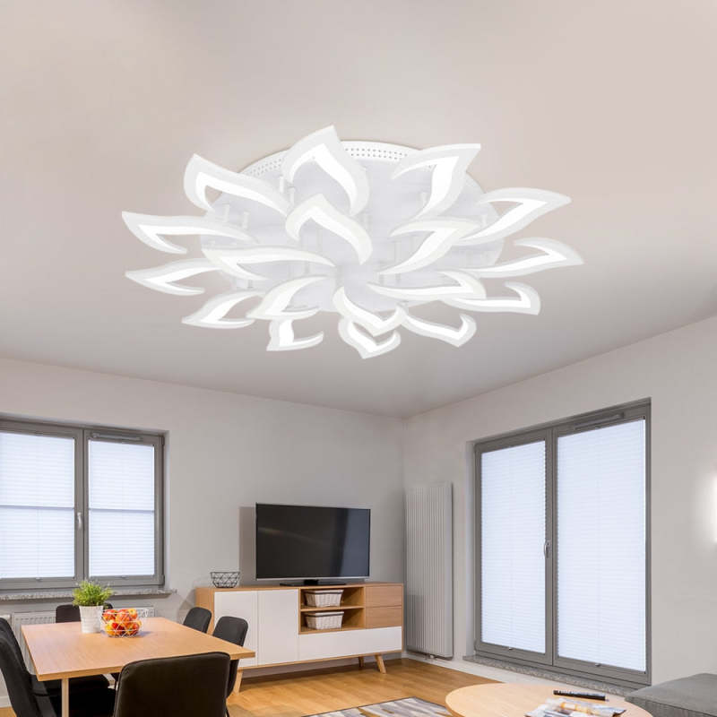 Arisha Elegant Flower Flush Mount Ceiling Light, White/Black - Neutral Decor