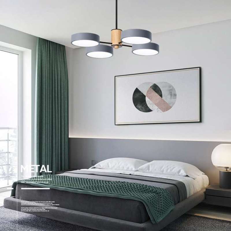 Arisha Art Deco Pendant Light, White/Green/Grey,Metal/Wood - Neutral Decor