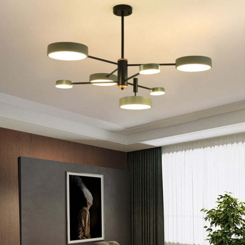 Arisha Pendant Light LED, Metal & Wood, Grey/White/Gold - Neutral Decor