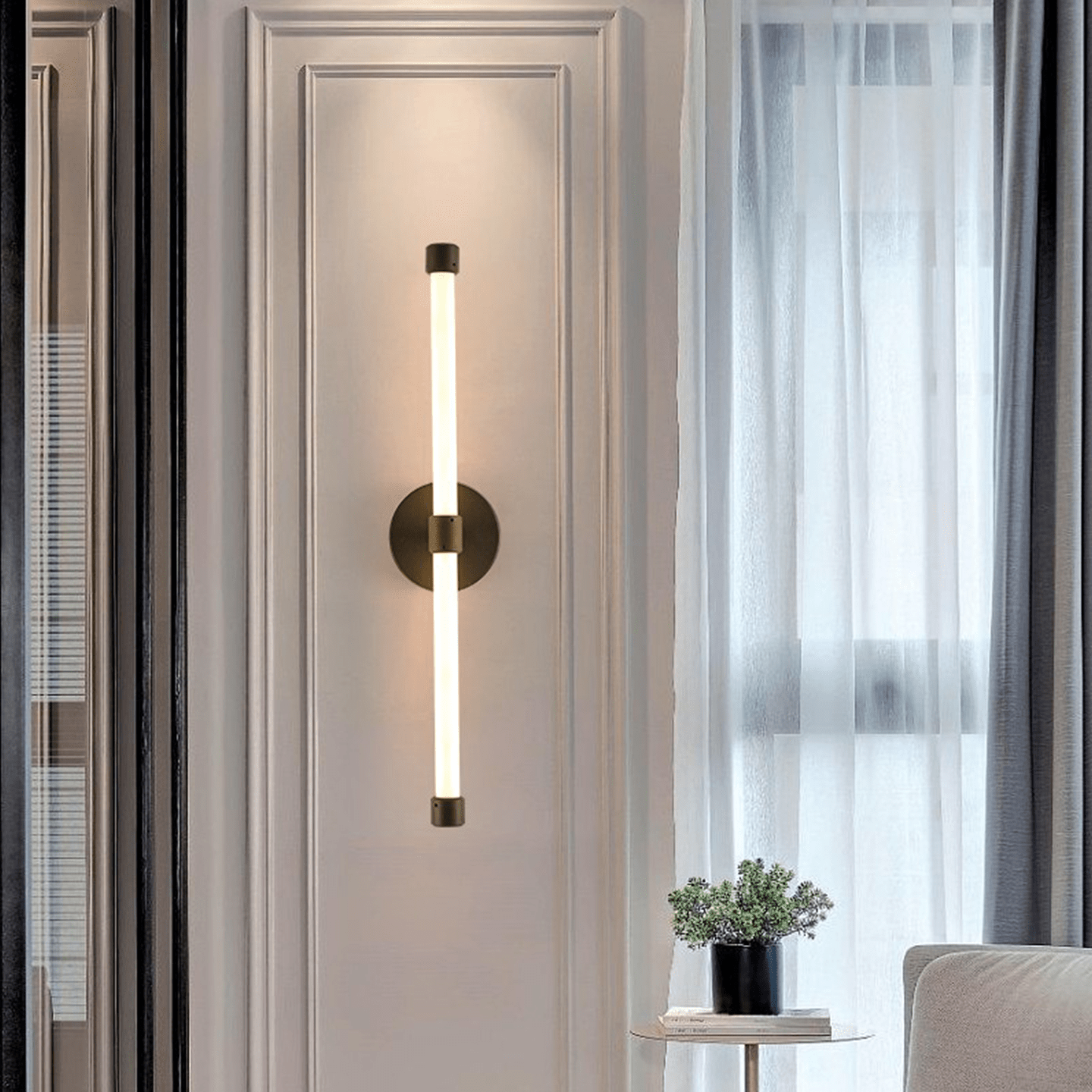 Voske Vertical Tube Minimalist Brass Wall Lamp-Neutral Decor